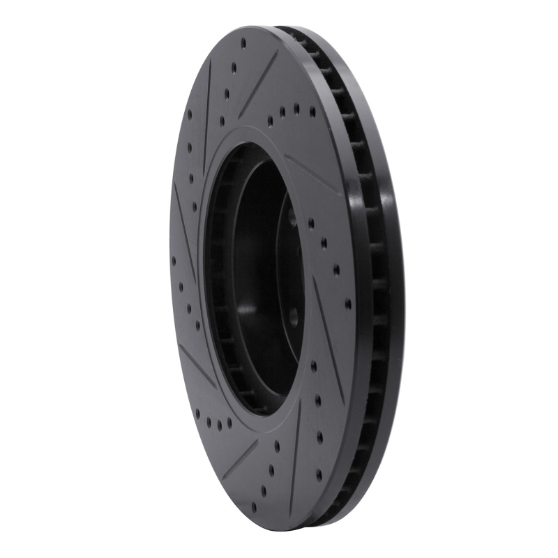 Subaru Legacy Brake Rotor (1) - Front Right - R1 Concepts - Drilled & Slotted - Black - `06-`21